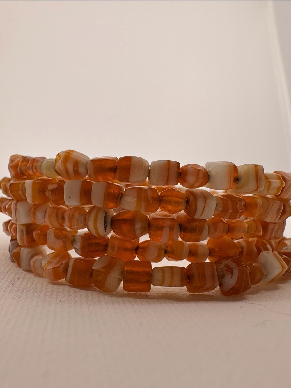 Handmade Orange Agate Bead Bracelet & Hoop Earring Set